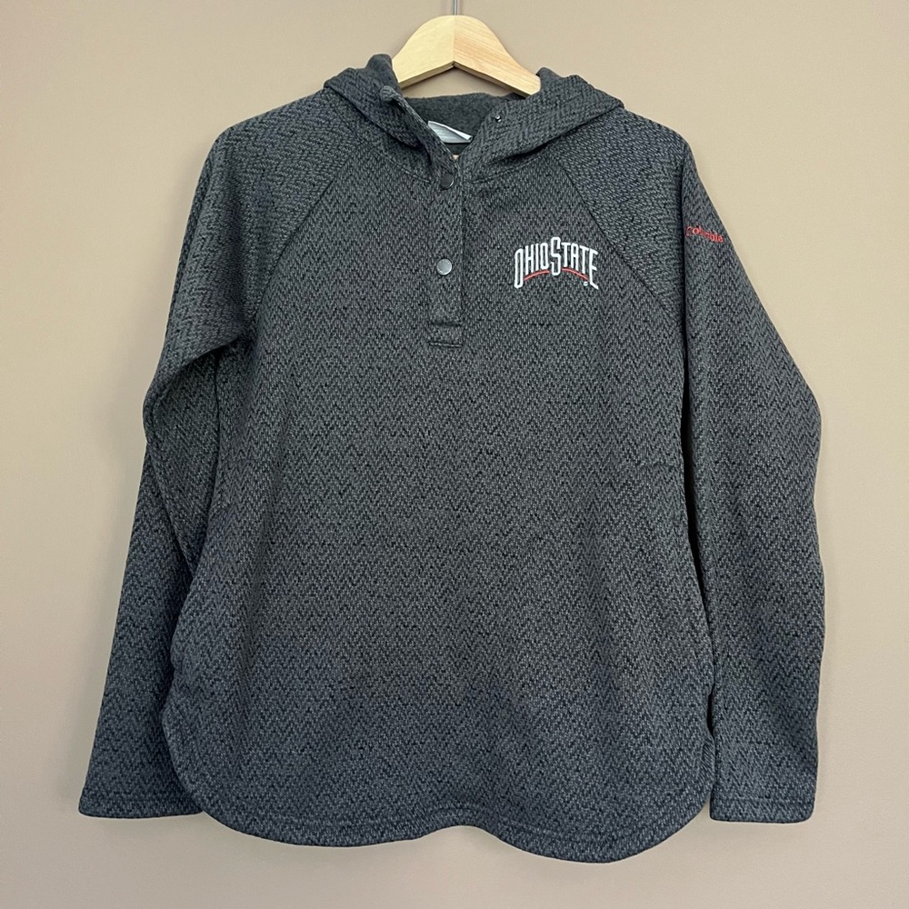 {Columbia} Ohio State Buckeyes Embroidered Hoodie Fleece Lined in Grey - Medium